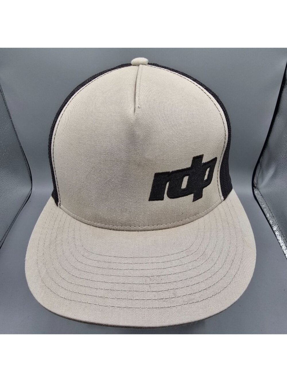 rdp Logo Beige & Black Snapback Yupoong Five-Panel Hat *Distressed/Stained